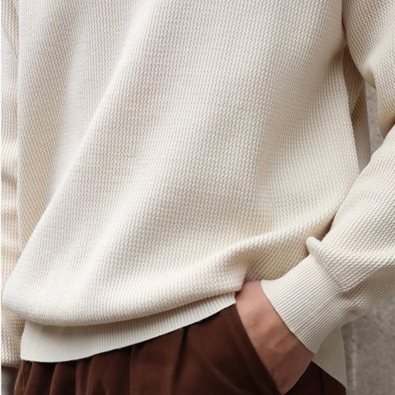 Ribbed Cotton Blend Long Sleeve Pullover Top