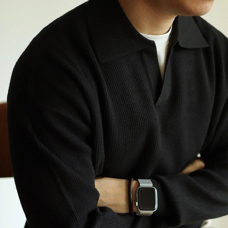 Ribbed Cotton Blend Long Sleeve Pullover Top