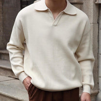 Ribbed Cotton Blend Long Sleeve Pullover Top