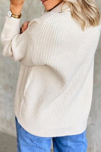 Ribbed Knit Button-Front Sweatshirt for Women Herwick