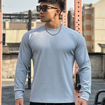 Ribbed Knit Crew Neck Jumper for Men