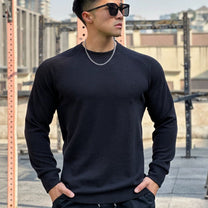 Ribbed Knit Crew Neck Jumper for Men