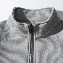 Ribbed Knit Half-Zip Sweatshirt For Men