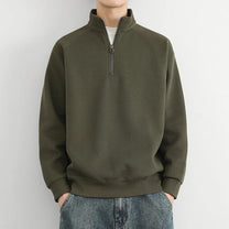 Ribbed Knit Half-Zip Sweatshirt For Men