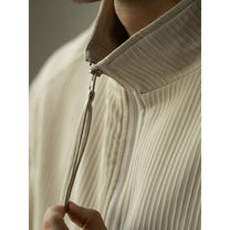 Ribbed Texture Casual Jacket With Stand Collar