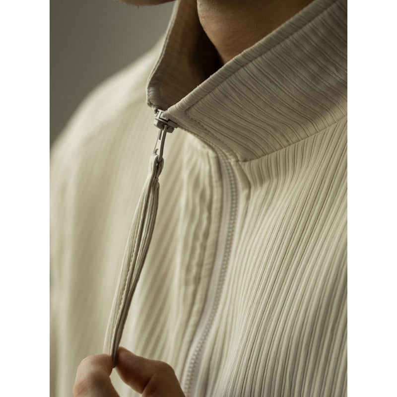 Ribbed Texture Casual Jacket With Stand Collar