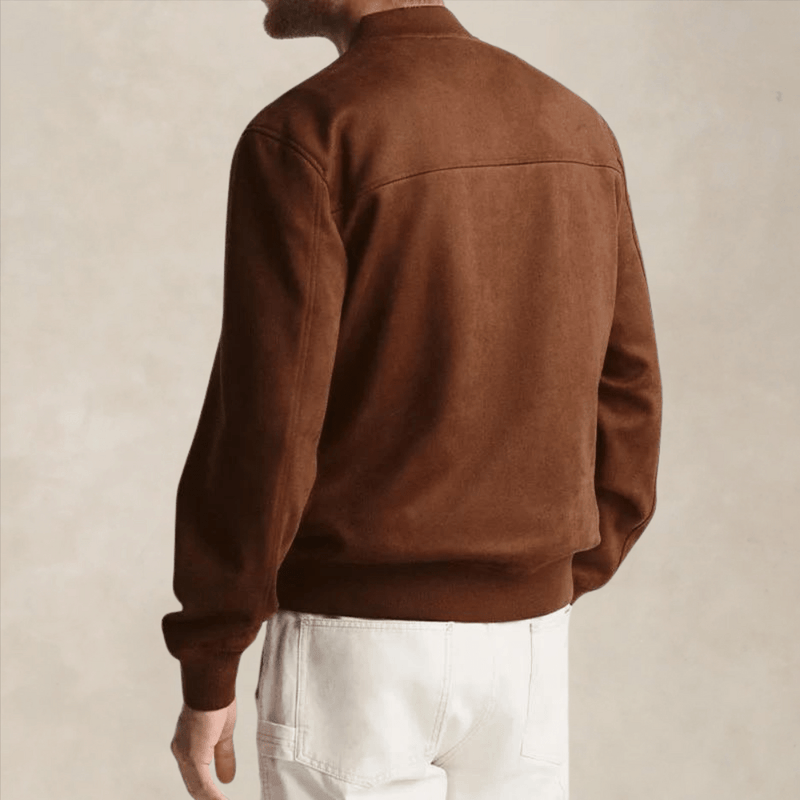 Ribbed Trim Regular Fit Casual Bomber Jacket