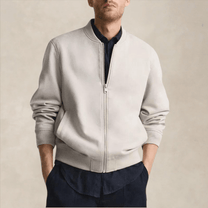Ribbed Trim Regular Fit Casual Bomber Jacket
