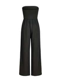 Ruched Strapless Wide Leg Jumpsuit