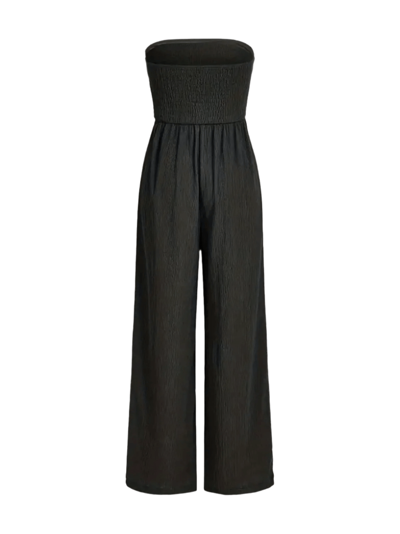 Ruched Strapless Wide Leg Jumpsuit