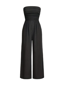 Ruched Strapless Wide Leg Jumpsuit
