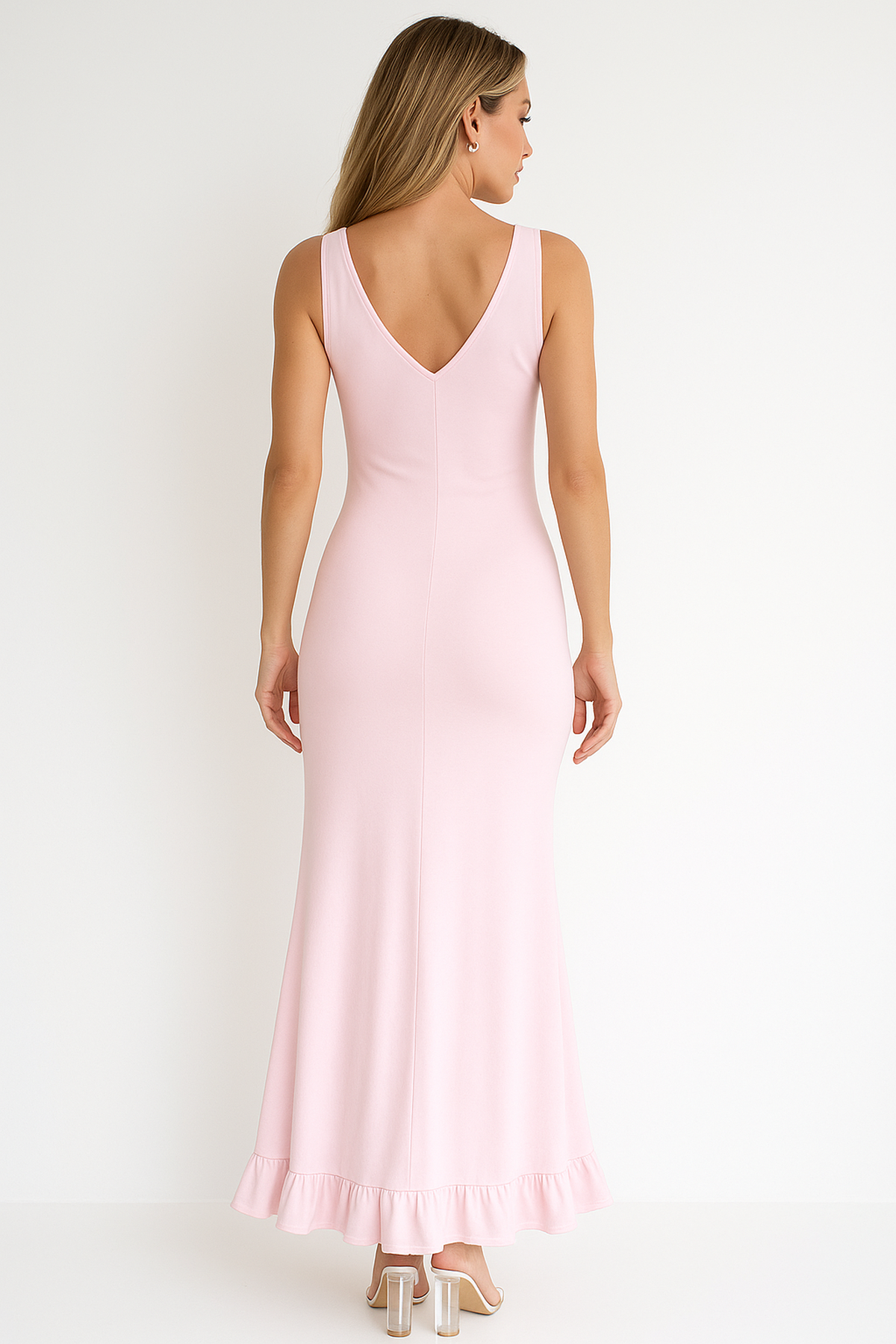 Ruched V-neck Maxi Dress