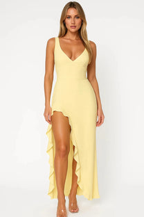 Ruched V-neck Maxi Dress