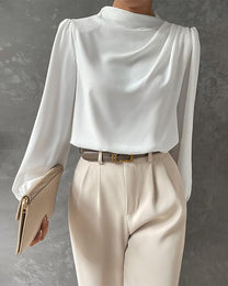 Ruffled Stand-Up Collar Blouse