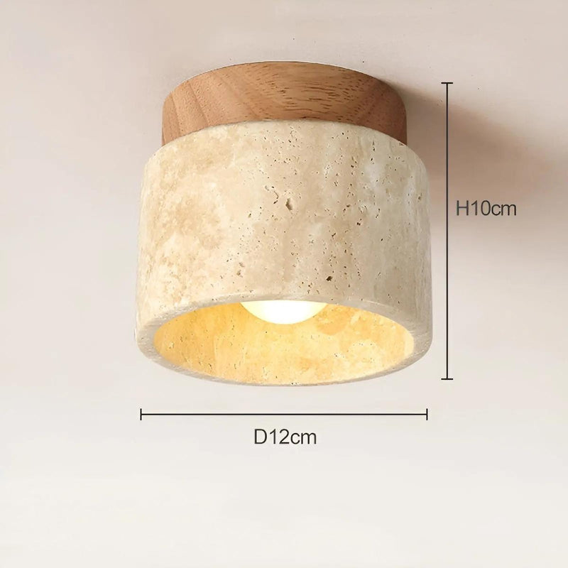 Rustic Travertine Ceiling Light With LED Compatibility