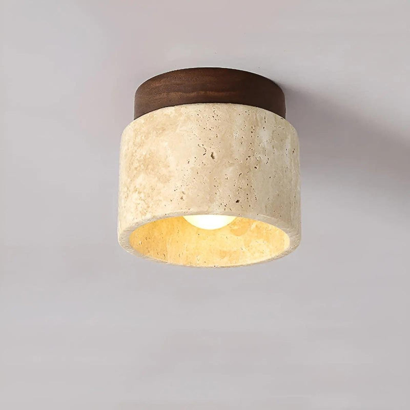 Rustic Travertine Ceiling Light With LED Compatibility