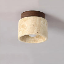 Rustic Travertine Ceiling Light With LED Compatibility
