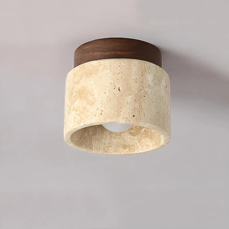 Rustic Travertine Ceiling Light With LED Compatibility