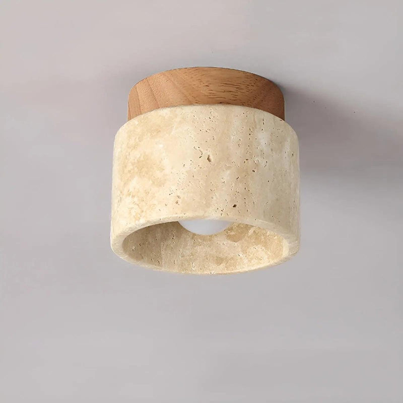 Rustic Travertine Ceiling Light With LED Compatibility