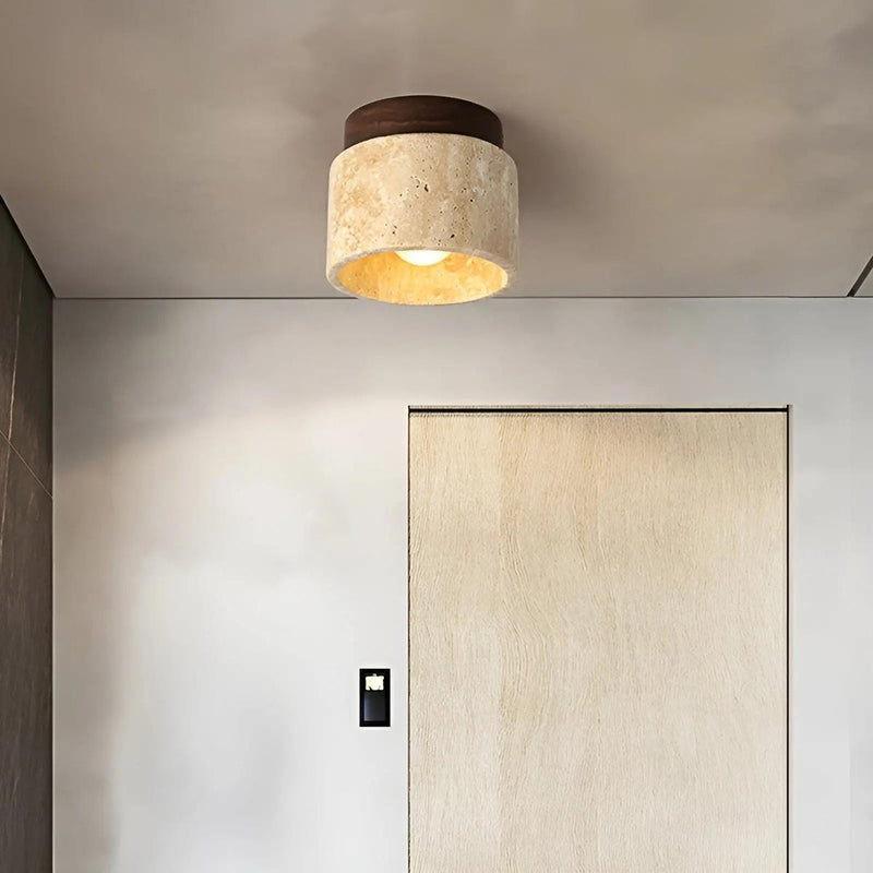 Rustic Travertine Ceiling Light With LED Compatibility