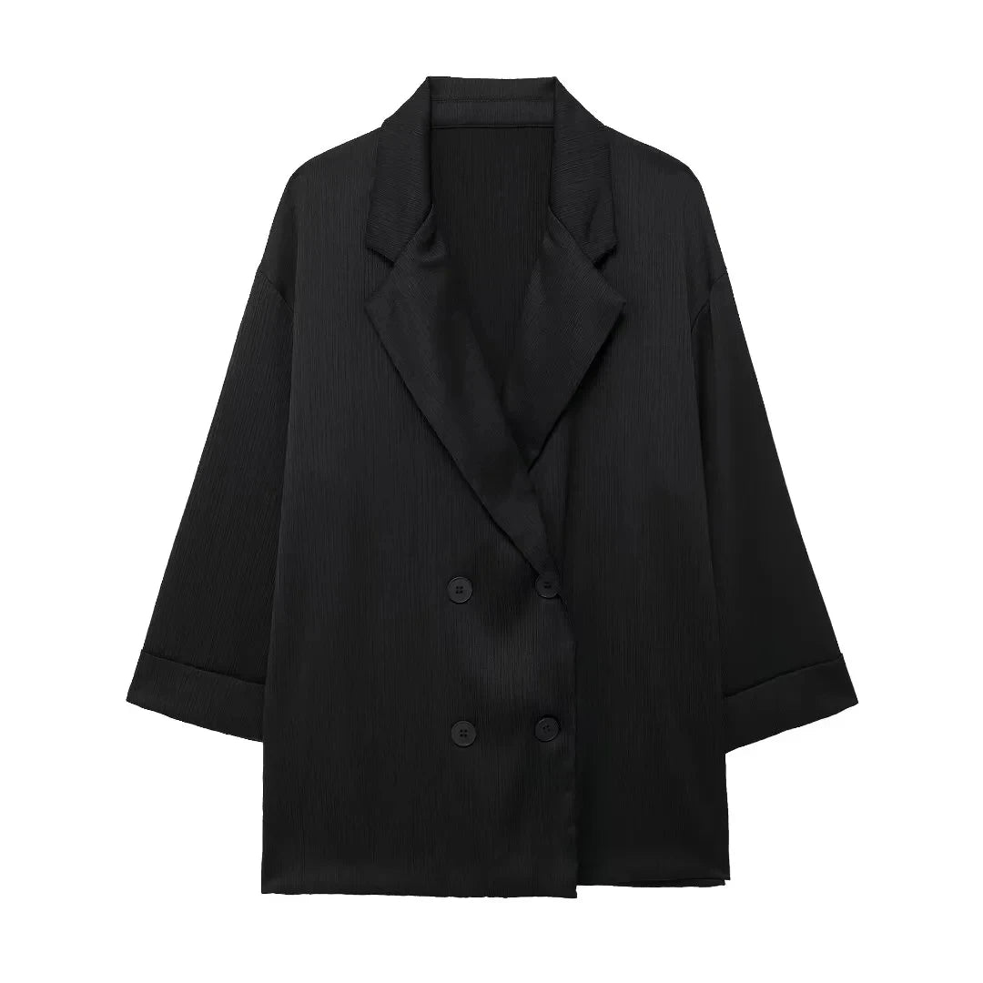Double-Breasted Blazer &amp; Wide-Leg Trouser Co-ord