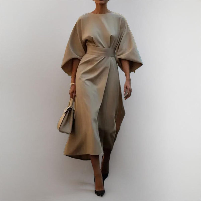 Satin Feel Batwing Sleeve Maxi Dress
