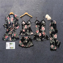 Satin Loungewear Set With Nightgowns, Shorts, Pants, Kimono