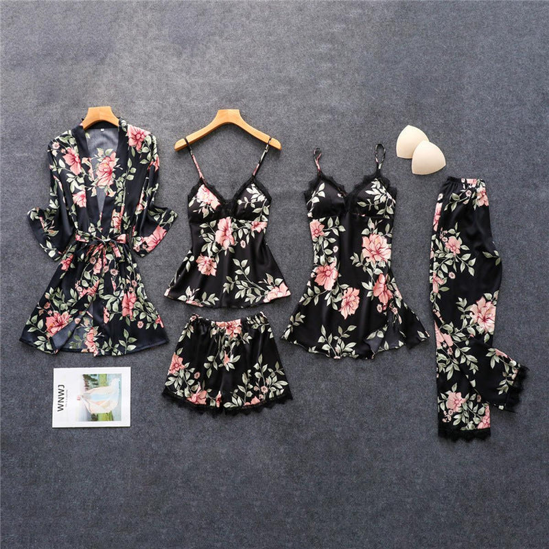 Satin Loungewear Set With Nightgowns, Shorts, Pants, Kimono