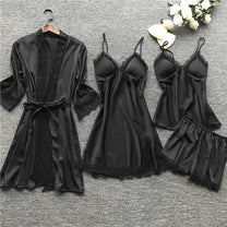 Satin Nightwear Set With Lace Accents