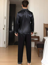 Satin Pyjama Set For Men - Comfortable Two-Piece Sleepwear