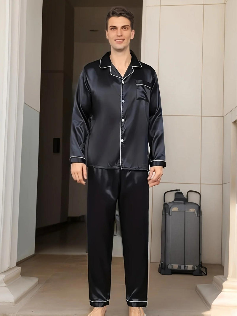 Satin Pyjama Set For Men - Comfortable Two-Piece Sleepwear