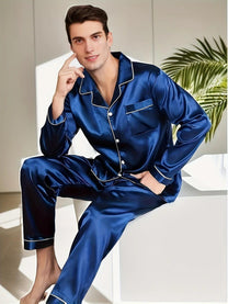 Satin Pyjama Set For Men - Comfortable Two-Piece Sleepwear