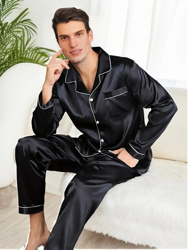Satin Pyjama Set For Men - Comfortable Two-Piece Sleepwear