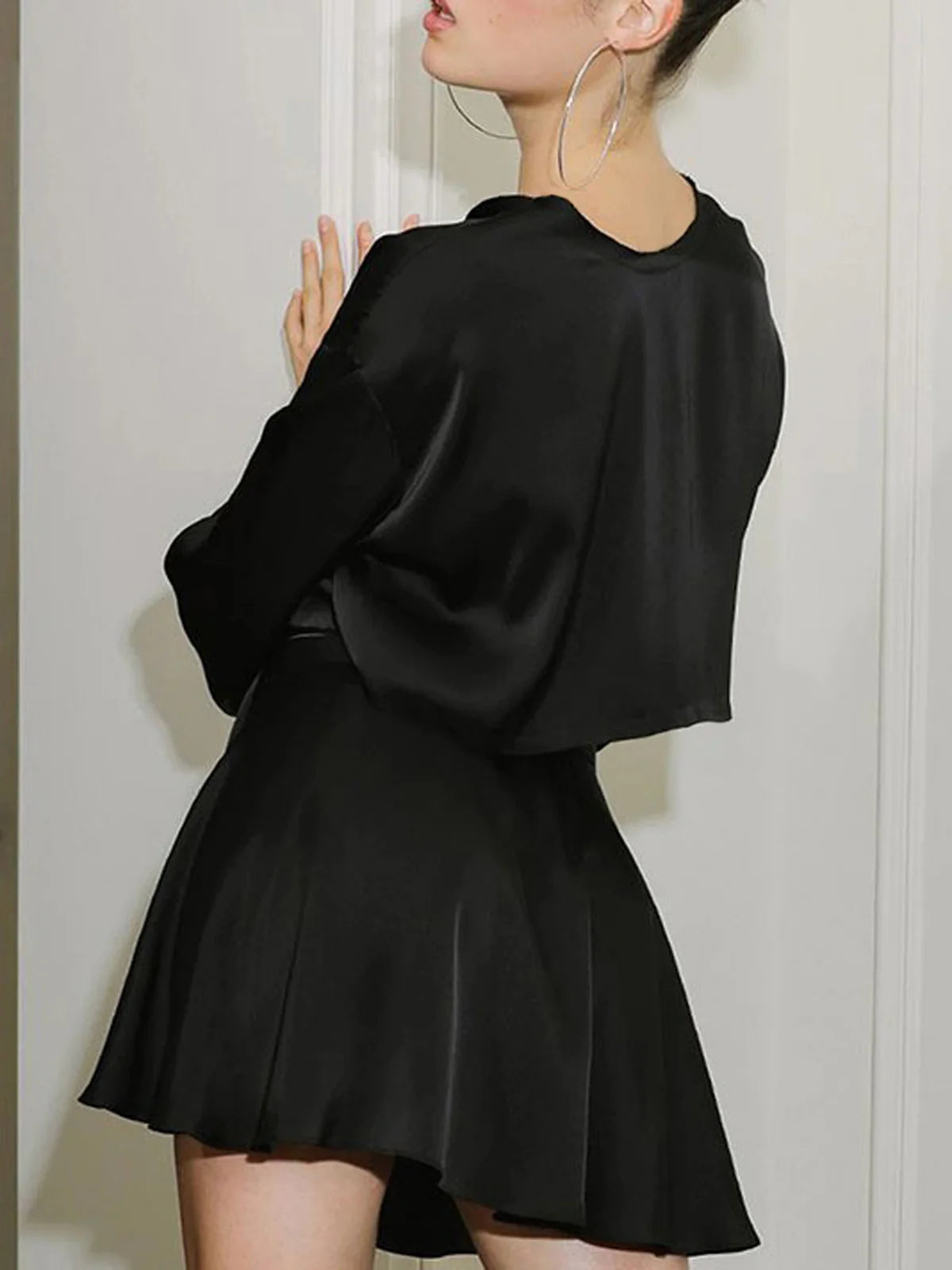 Satin Raw Hem Tied Co-ord Skirt Set