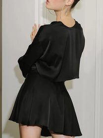 Satin Raw Hem Tied Co-ord Skirt Set