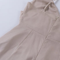 Satin Summer Maxi Dress With Waterfall Neckline And High Slit