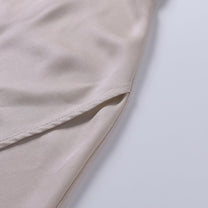 Satin Summer Maxi Dress With Waterfall Neckline And High Slit