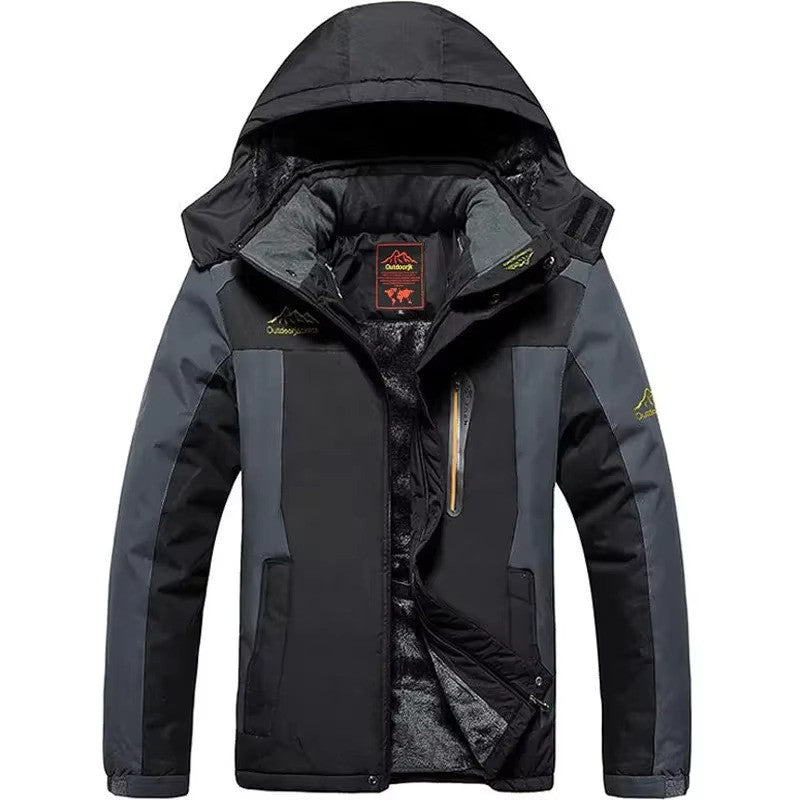 Waterproof Fleece-Lined Hooded Jacket For Outdoor Activities