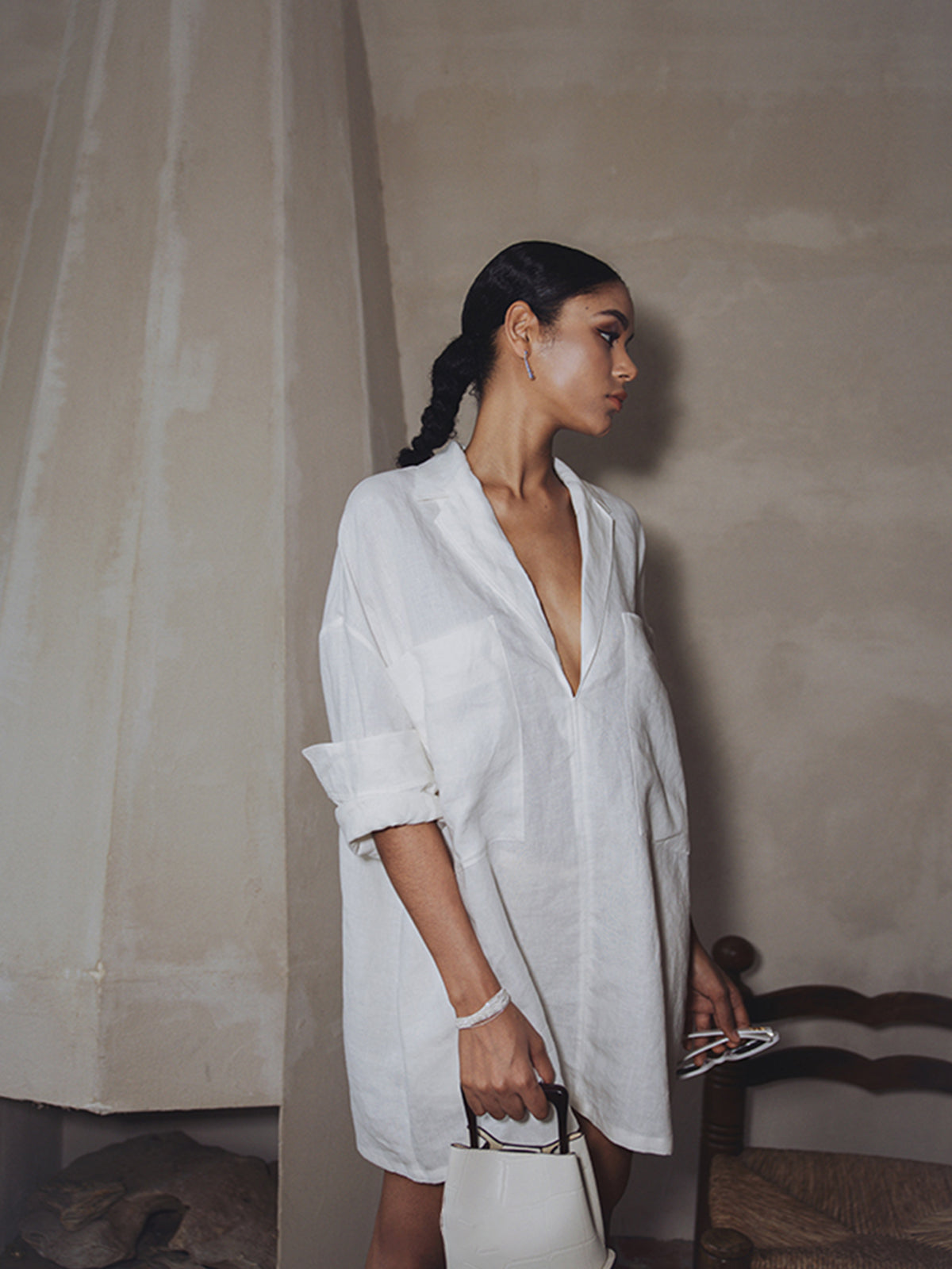Semi Sheer Linnen Shirt/Mini Dress