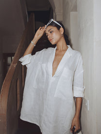 Semi Sheer Linnen Shirt/Mini Dress