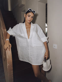 Semi Sheer Linnen Shirt/Mini Dress