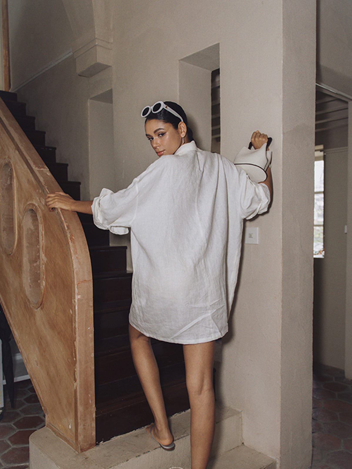 Semi Sheer Linnen Shirt/Mini Dress
