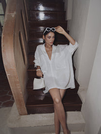 Semi Sheer Linnen Shirt/Mini Dress