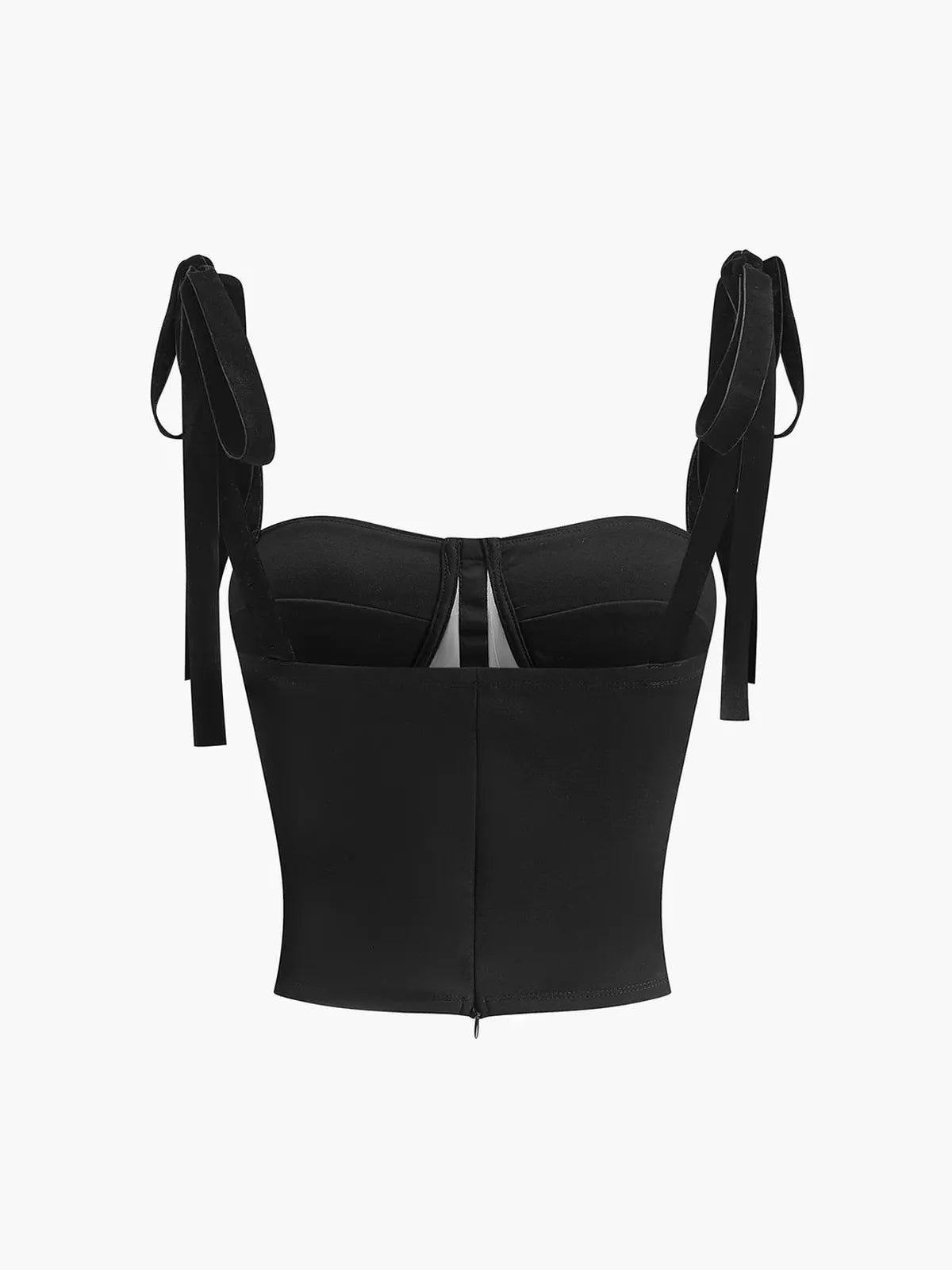 Semi-Sheer Tied Mesh Crop Top