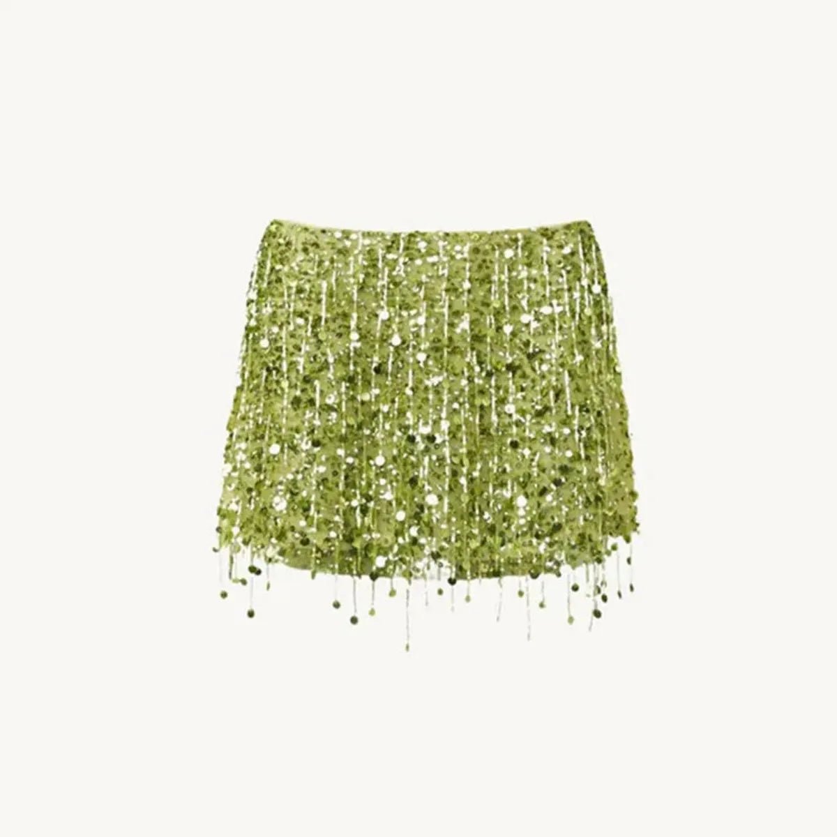 Sequin Fringe Crop Top &amp; Mini Skirt Party Set