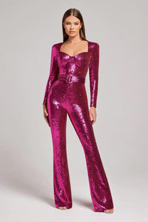 Sequin Long-Sleeve Jumpsuit For Special Occasions