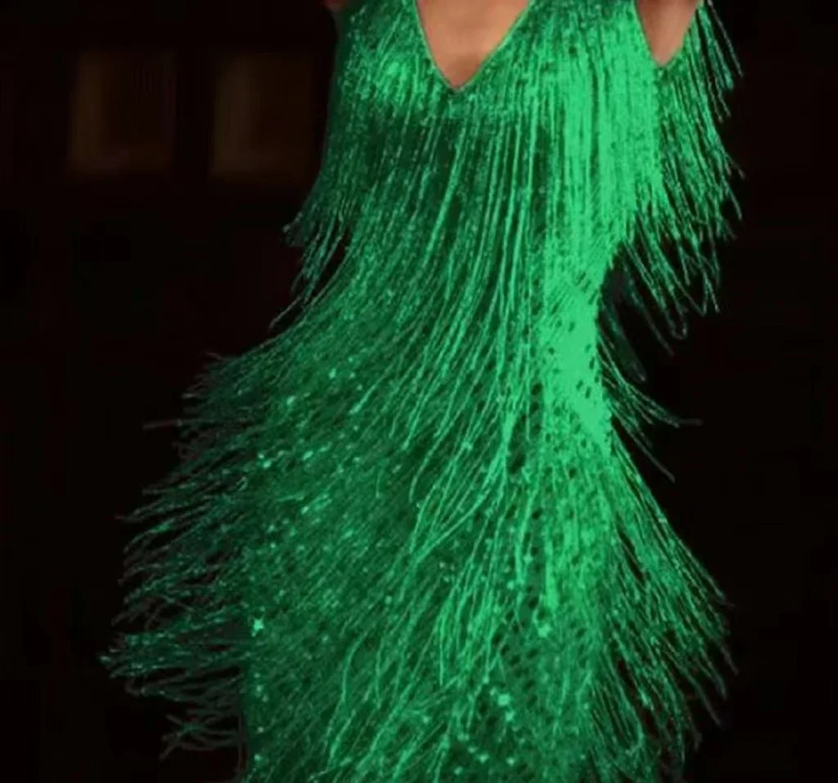 Sequin Tassel V-Neck Backless Party Dress