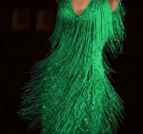 Sequin Tassel V-Neck Backless Party Dress