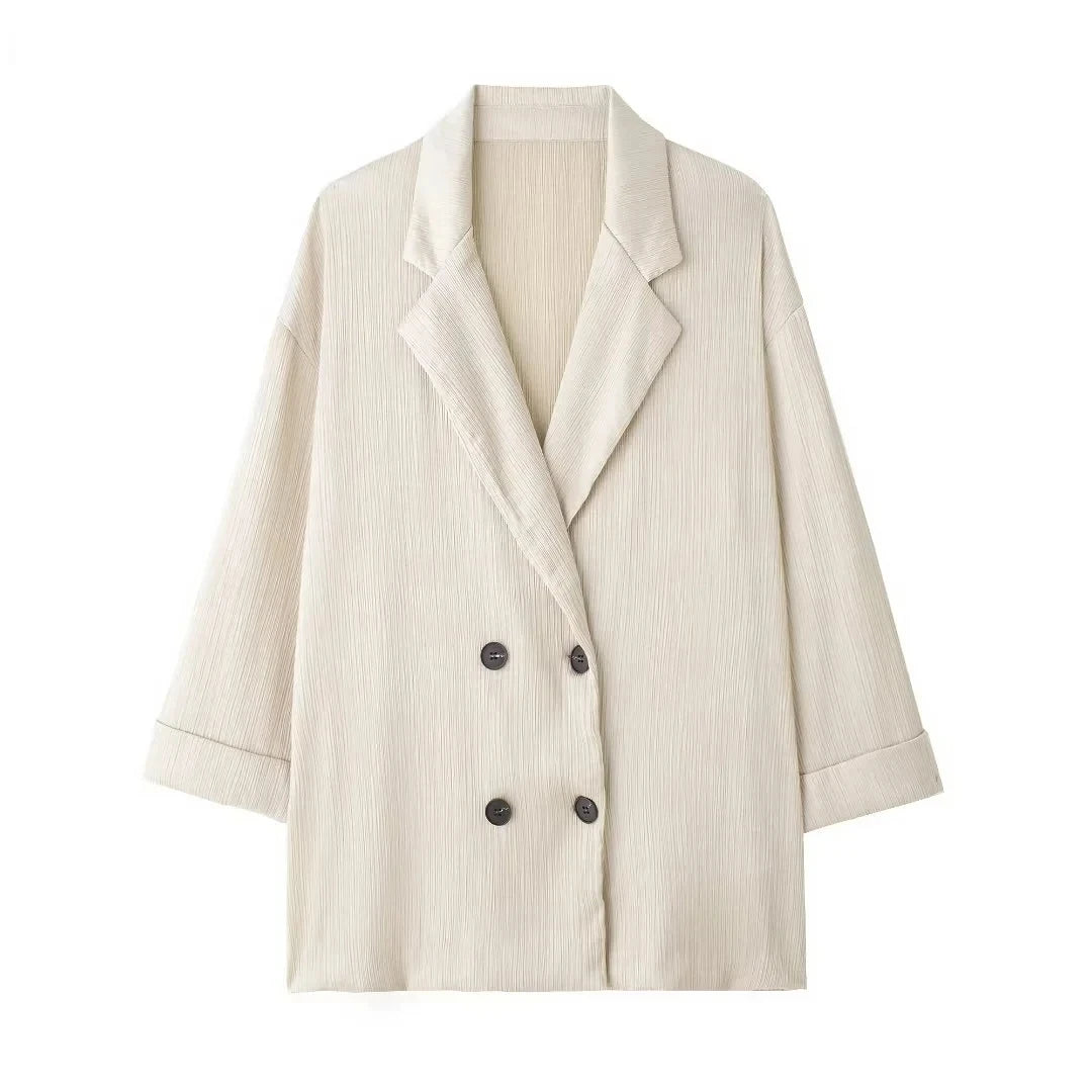 Double-Breasted Blazer &amp; Wide-Leg Trouser Co-ord