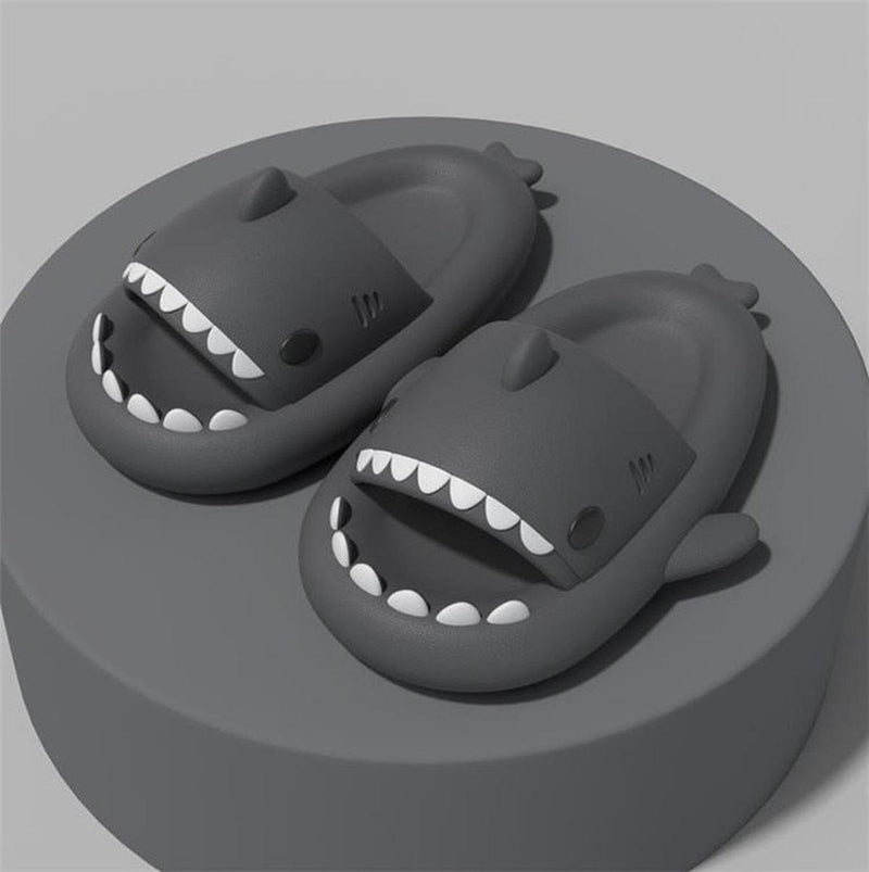 Shark Design Plush Slippers With Non-Slip Sole